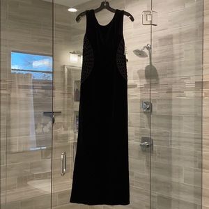 Black velvet evening dress